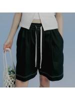 韓國Romantic Crown - DOUBLE STRING HALF PANTS_BLACK